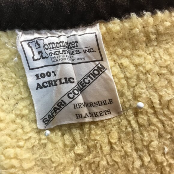 Vtg Homemaker Industries Safari Tiger Reversible Blanket Plush Throw Germany - Picture 12 of 13